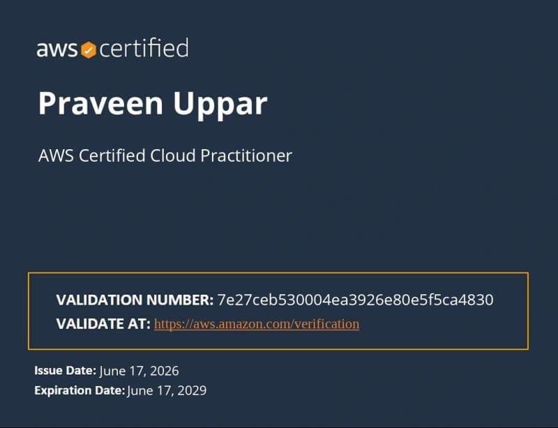 AWS Certified: Cloud Practitioner certificate